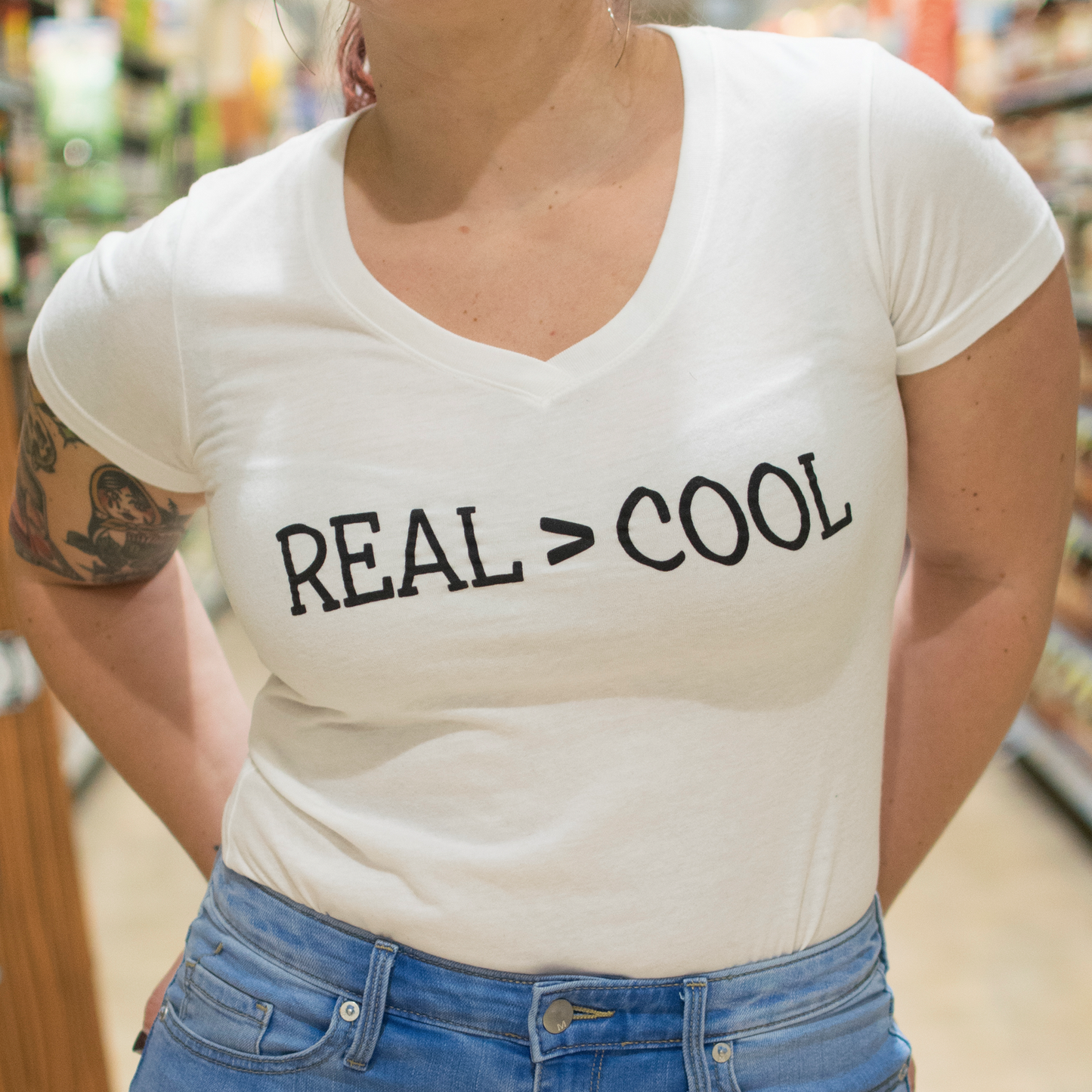 Real > Cool Vneck White